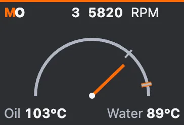 Tachometer with sample data