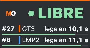 Reingreso a pista con datos de ejemplo