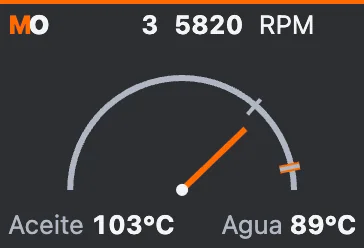 Tacómetro con datos de ejemplo