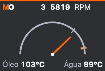 Tacômetro com dados de exemplo